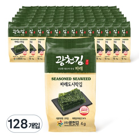광천김 파래 도시락김, 4g, 128개