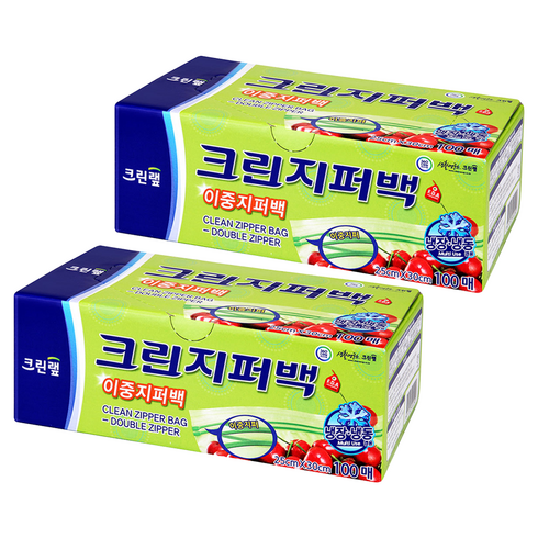 크린랩 크린 이중지퍼백, 대(L), 100개, 2개