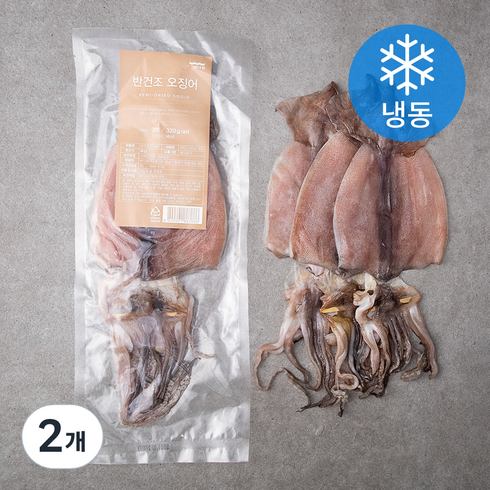 바다원 동해안 반건조 오징어 3미 (냉동), 320g, 2개