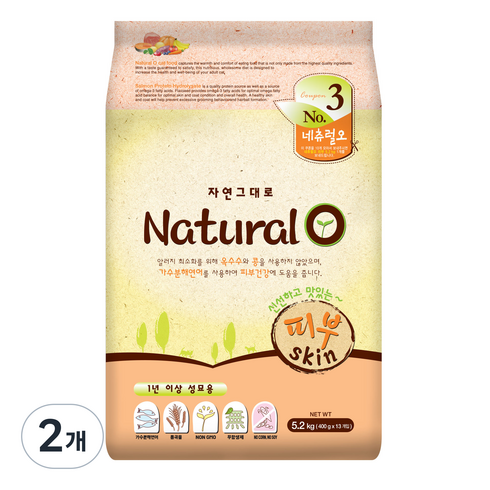 네츄럴오 캣 기능성 사료, 피부/피모, 5.2kg, 2개