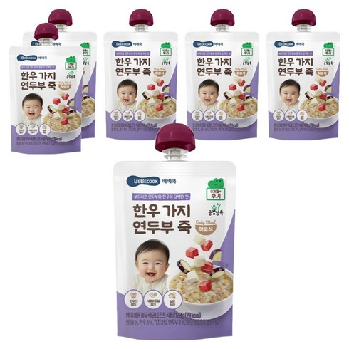 베베쿡 한우 가지 연두부죽 실온이유식 후기, 6개, 100g, 한우 + 가지 + 연두부 혼합맛
