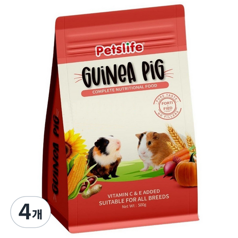 펫스라이프 기니피그 사료, 500g, 4개