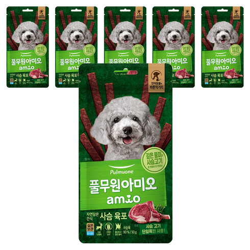 풀무원아미오 강아지 자연담은 육포, 사슴, 50g, 6개