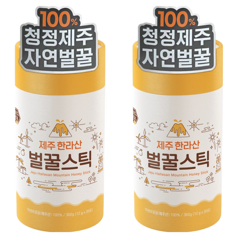 제주양봉 1등급 제주 한라산 벌꿀스틱 7호 30p, 360g, 2개
