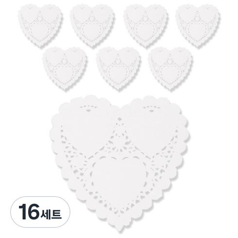 리빙다 도일리 하트 페이퍼 12.7cm 100p, 16세트