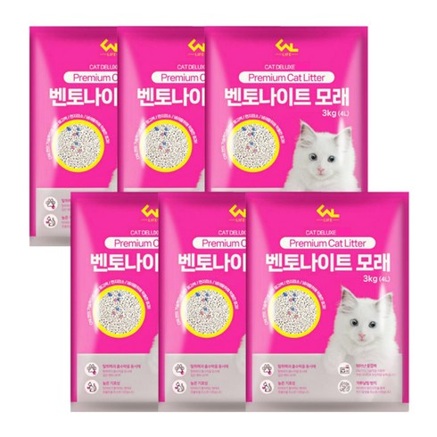 씨엔앨라이프 고양이 벤토나이트 모래 응고형, 4L, 6개, 자스민