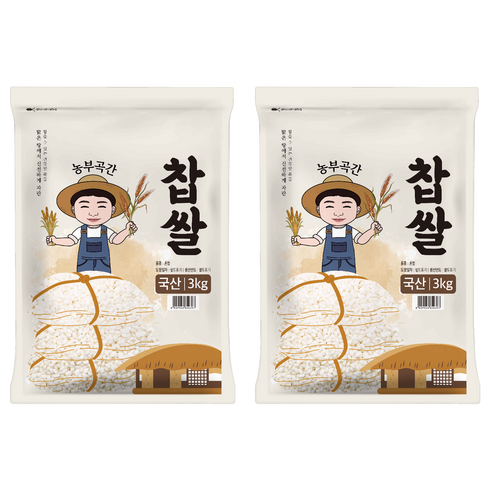농부곡간 국산 찹쌀, 3kg, 2개