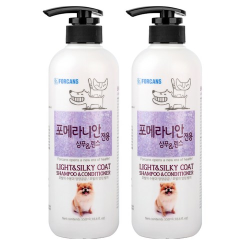 포켄스 포메라니안 전용 강아지 샴푸 앤 린스, 550ml, 1개입, 2개