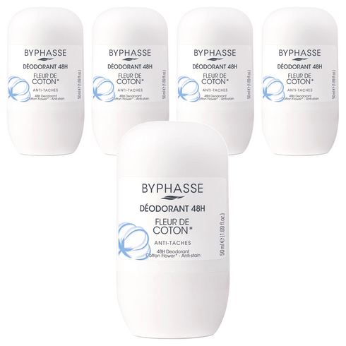 바이빠세 롤 온 데오드란트 코튼플라워, 50ml, 5개