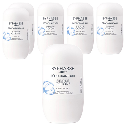 바이빠세 롤 온 데오드란트 코튼플라워 48H, 50ml, 6개
