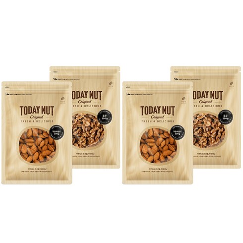 투데이넛 구운아몬드 300g + 호두 250g, 2세트, 300 g + 250 g