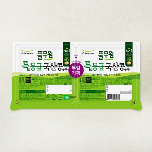 풀무원 특등급 국산콩 두부 부침찌개 겸용, 300g, 2개입