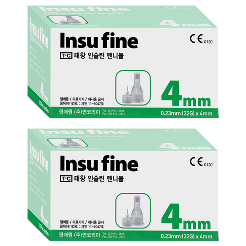 태창 인슈파인 인슐린 펜니들 32G 4mm, 2개, 100개입
