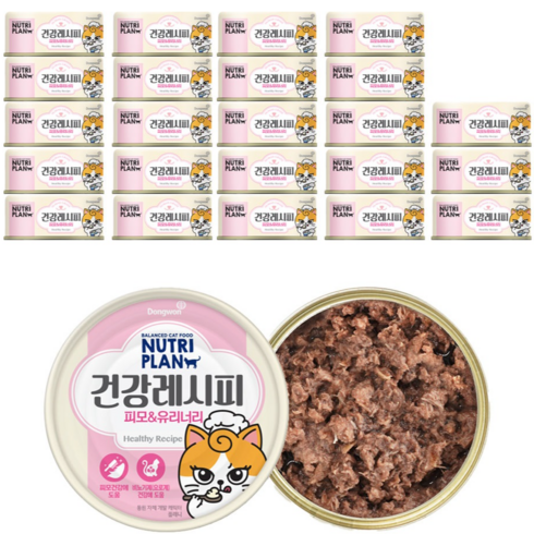 동원뉴트리플랜 고양이 건강레시피 간식캔, 피모 앤 유리너리, 90g, 24개
