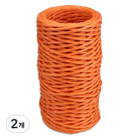 데이소이 공예 종이 로프 철사 1mm x 50m, 오렌지, 2개