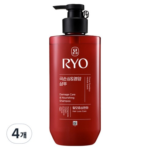 려 함빛 극손상 앤 영양 탈모증상완화 샴푸 플로럴 파우더리향, 480ml, 4개