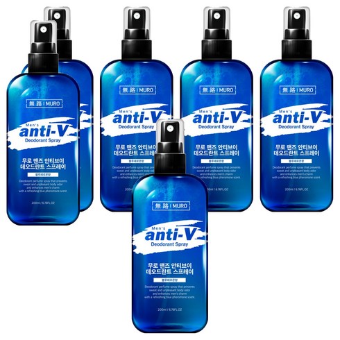무로 맨즈 안티브이 데오드란트 스프레이 블루페로몬향, 200ml, 6개