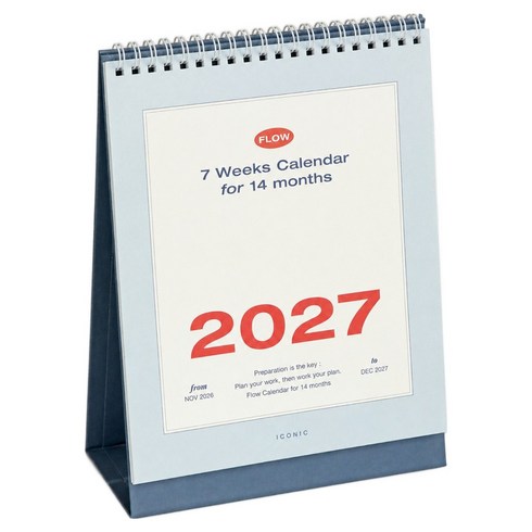 아이코닉 2027 플로우 데스크 탁상 캘린더, 혼합색상, 1개