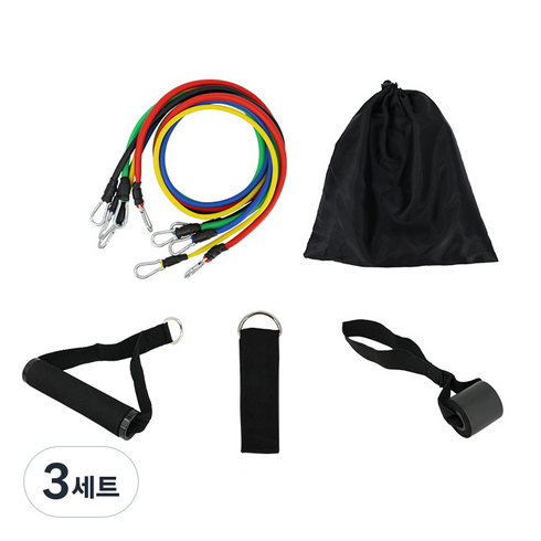 벨리카 멀티 홈 근력 운동 튜빙밴드 5종 세트 TB-01, 혼합색상, 3세트