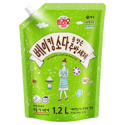 트리오 베이킹소다를 담은 주방세제 라임향 리필, 1.2L, 1개
