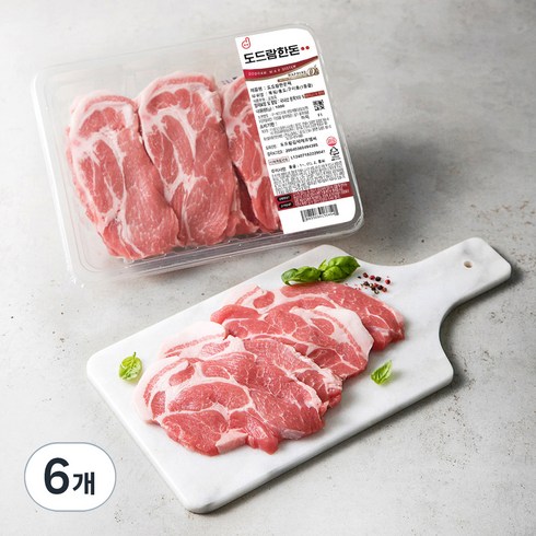 도드람 한돈 1등급 목심 구이용 (냉장), 1kg, 6개