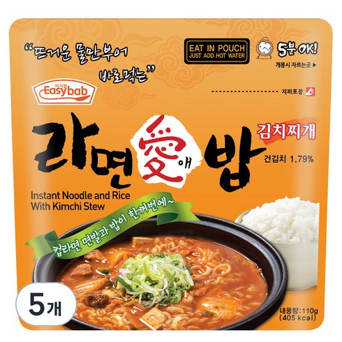 이지밥 라면애밥 김치찌개, 110g, 5개