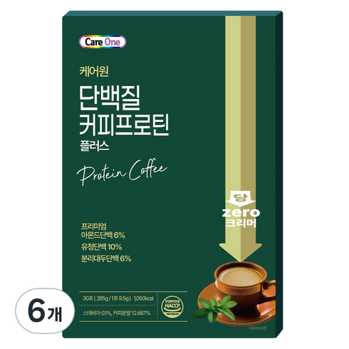 케어원 단백질 커피 프로틴 플러스, 9.5g, 6개, 30개입