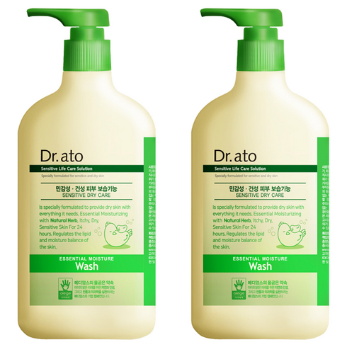 닥터아토 에센셜 모이스춰 워시 유아페이셜클렌져 마일드향, 500ml, 2개