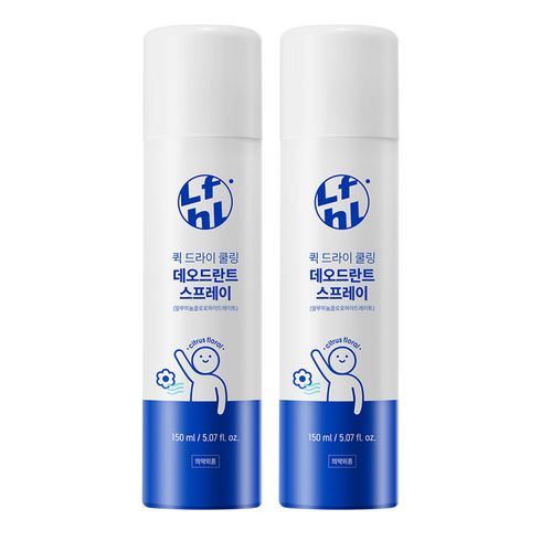 라이프홀릭 퀵 드라이 쿨링 데오드란트 스프레이, 150ml, 2개