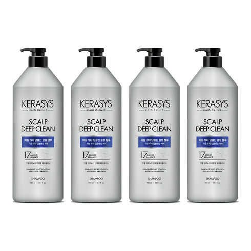 케라시스 두피 비듬케어 딥클린 쿨링 단백질 샴푸, 980ml, 4개