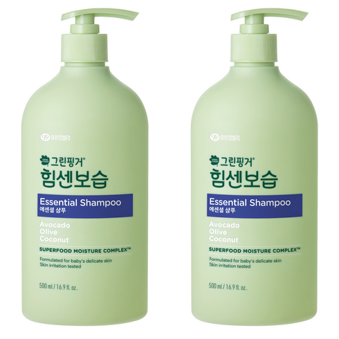 그린핑거 힘센보습 에센셜 샴푸, 500ml, 2개