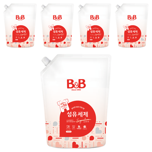 비앤비 유아 섬유 세제 알러젠프리향 캡리필형, 5개, 1.5L