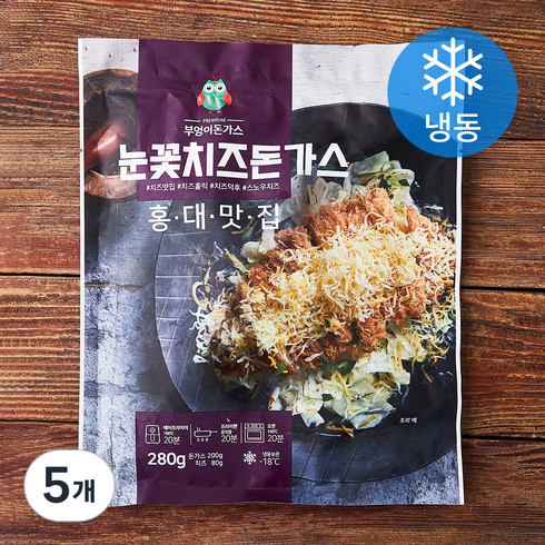부엉이돈가스 눈꽃치즈돈가스 (냉동), 280g, 5개
