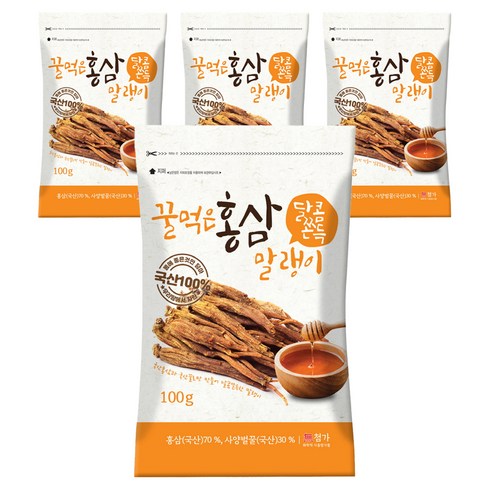 꿀먹은 홍삼 말랭이, 4개, 100g