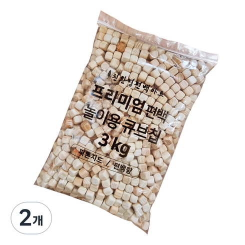 친환경편백아트 프리미엄 편백 놀이용 큐브칩 촉감발달완구 3kg, 혼합색상, 2개