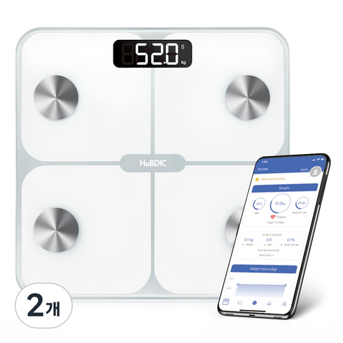 휴비딕 13 in 1 디지털 체지방 체중계, HBF-2200BT, 혼합색상, 2개