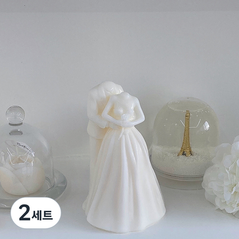 F5NATURE 오브제 웨딩캔들 신랑신부 선물세트, 화이트(넘버5), 2세트, 230g