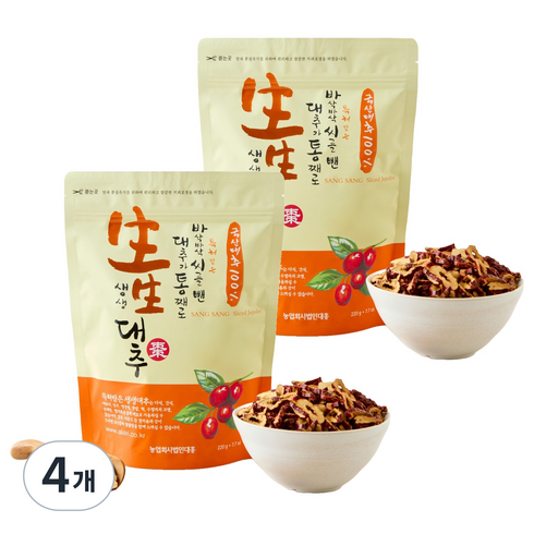 생생대추 국산 대추칩 슬라이스, 4개, 220g