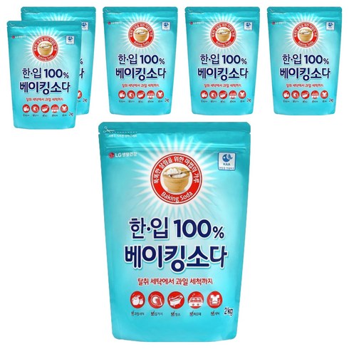 [비건라이프] 한입 100% 베이킹소다 알파 다목적세제, 2kg, 6개