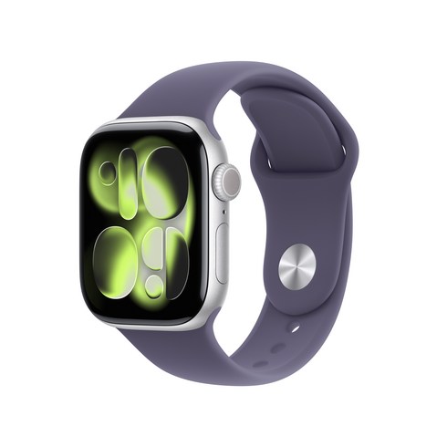 Apple 2025 애플워치 시리즈 11, 실버, 42mm, GPS+Cellular, 알루미늄,실버/퍼플 포그 스포츠 밴드, S/M
