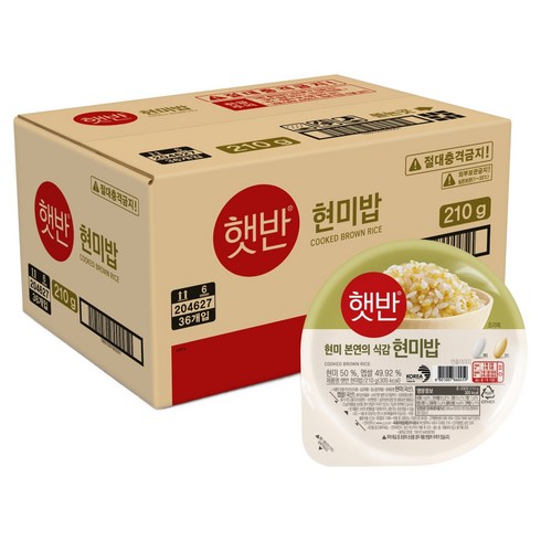 햇반 현미밥, 210g, 36개