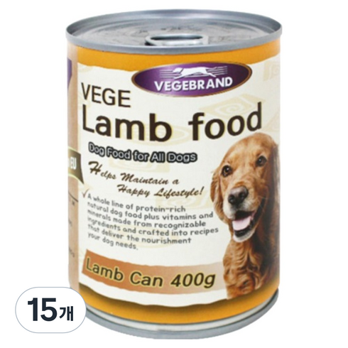 베게브랜드 강아지 통조림 대용량 캔, 양, 400g, 15개