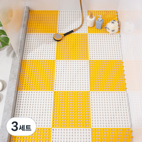 메이크마인 다용도 미끄럼방지 매트 2종 15p 세트, 화이트 + 옐로우, 3세트