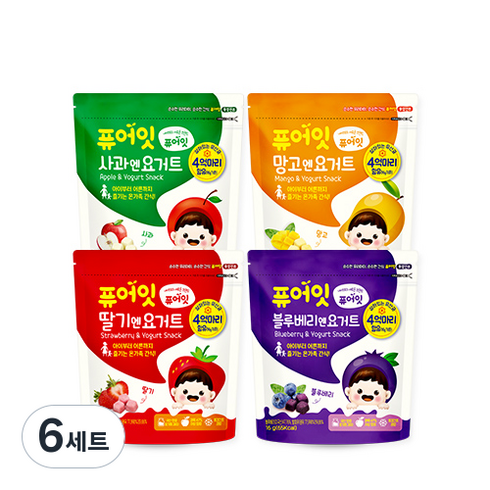 퓨어잇 내이브로 요거트큐브 4종 세트, 6세트, 사과+딸기+망고+블루베리