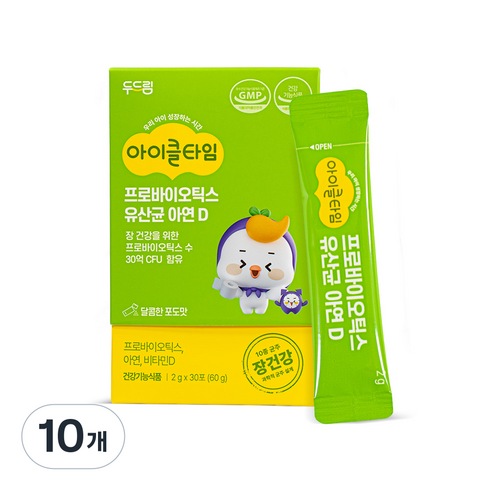 두드림 아이클타임 프로바이오틱스 유산균 아연 D 30p, 60g, 10개
