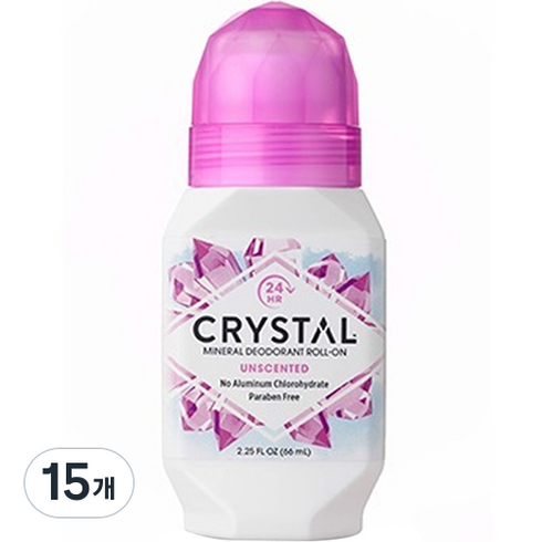 크리스탈 미네랄 바디 데오드란트 롤온 무향, 66ml, 15개