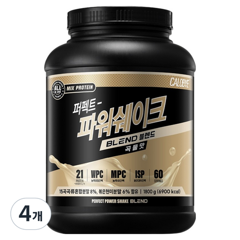 칼로바이 퍼펙트 파워쉐이크 블렌드 단백질쉐이크 곡물맛 60회분, 1.8kg, 4개