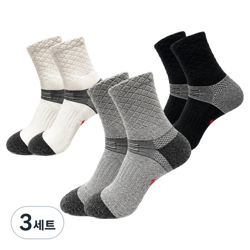 브이존 여성용 안전양말 발목보호 기능성 스포츠 등산 중목 3족 세트, 혼합색상, 3세트