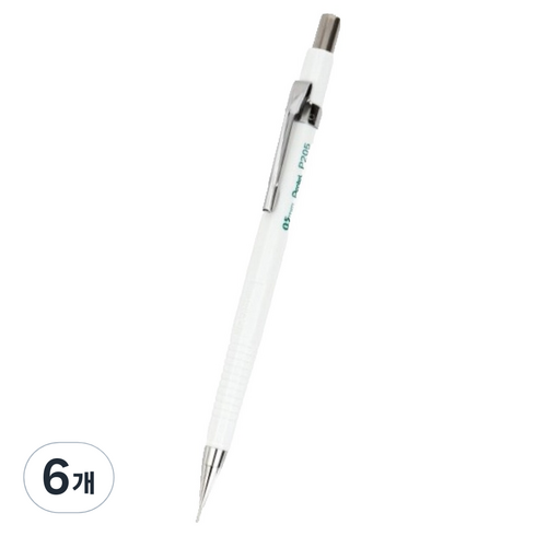 펜텔 제도 샤프 화이트 P205-WX, 0.5mm, 6개