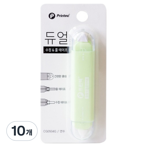 프린텍 듀얼 수정 풀테이프 CG0504G, 10개, 연두